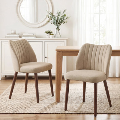 Modern Upholstered Dining Side Chair with Wooden Legs