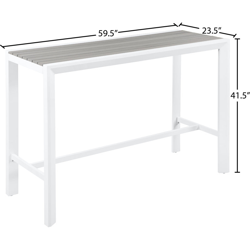 Noland Rectangular Outdoor Bar Table, Light Grey