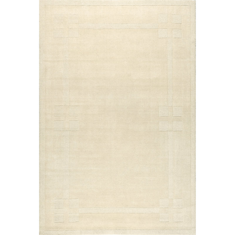 Ivory Wool-Blend Rectangular Area Rug, 8' x 10'