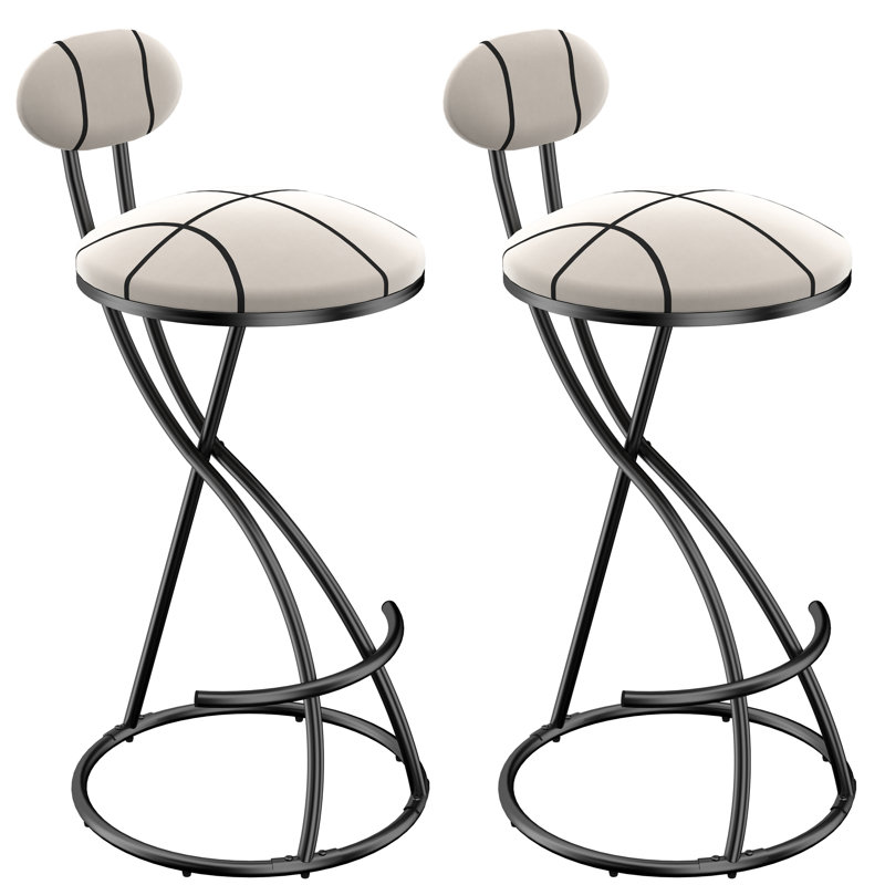Tabourets de bar modernes à rayures, de 2 pour îlot de cuisine, légers, avec repose-pieds, base de 17,47 po, assemblage rapide en 12 minutes à l'intérieur du comptoir, coussin en mousse souple, structure en métal robuste,