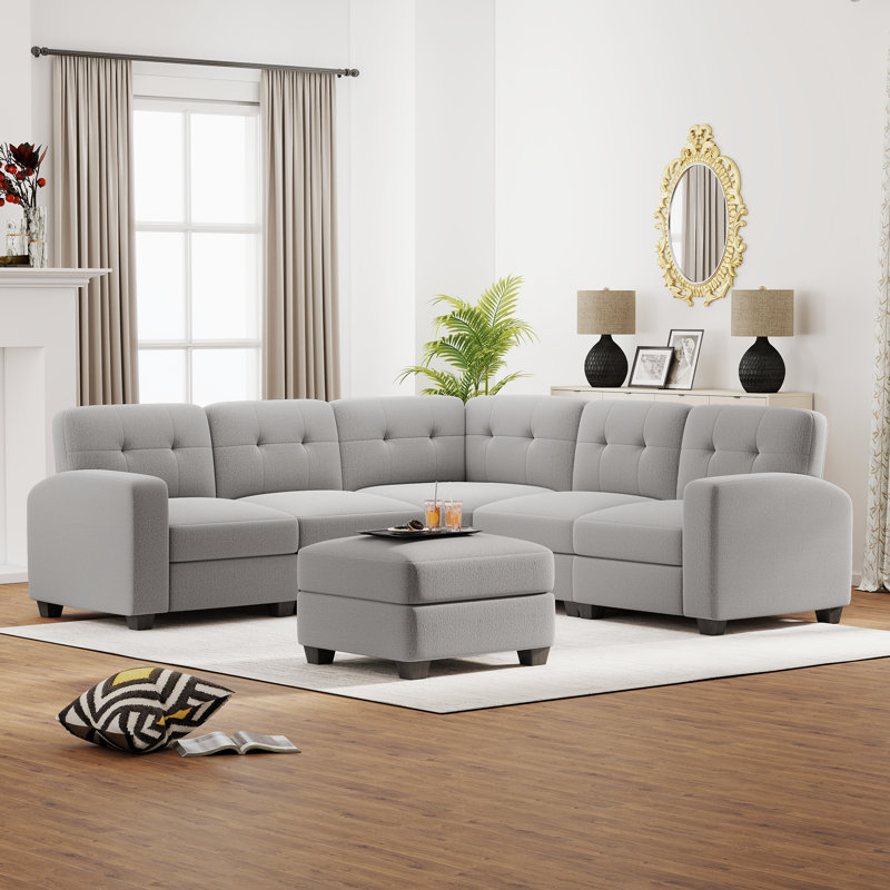  Ensemble de canapé modulaire rembourré 5 pièces avec canapé et repose-pieds modulaire 5 pièces