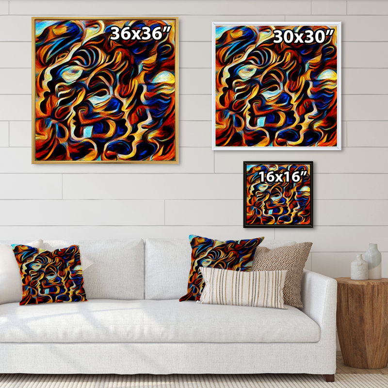 «Abstract Face Pattern Art II», reproduction sur toile encadrée, H 16 po x l 16 po x P 1 po, Cadre flottant noir