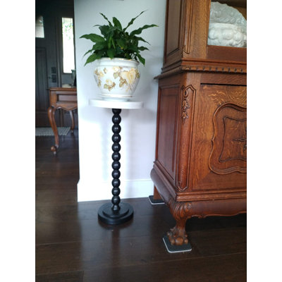 Contemporary Side Table with Black Base and Top Pedestal Small End Table Side Table