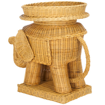 Bungalo Elephant Rattan Storage Accent Table