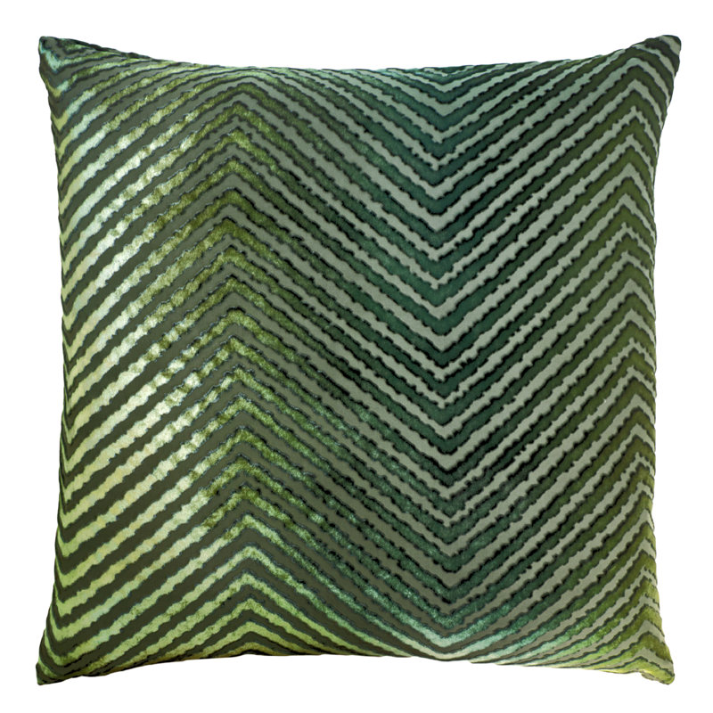 Chevron Velvet Pillow Cover & Insert, 20"H x 20"W, Evergreen