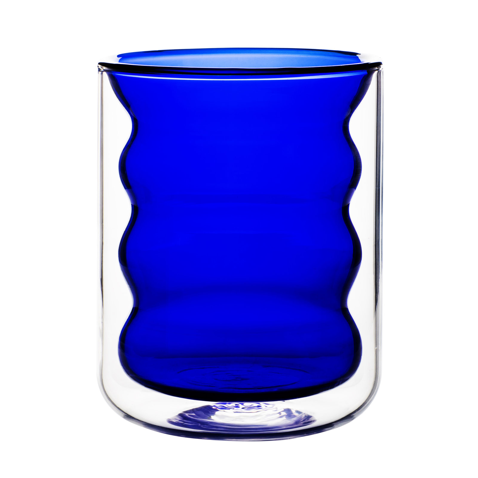 Vigo Ribbed Drinking Glass, Blue