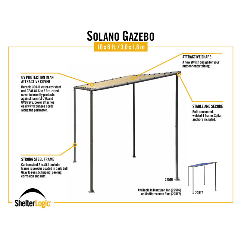 ShelterLogic 10' x 6' Beige Steel Frame Lean-To Canopy