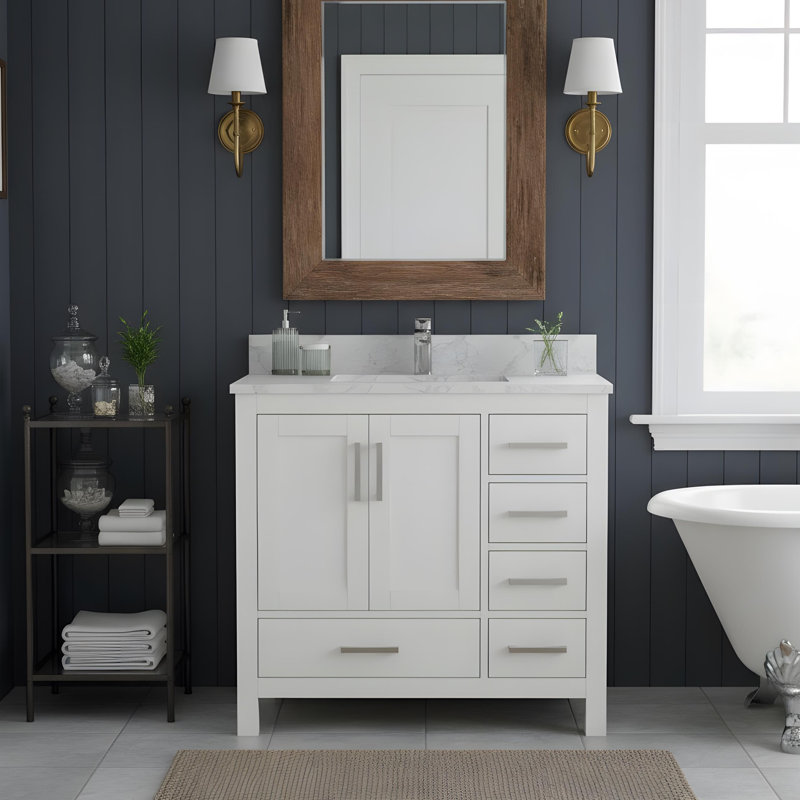 Ensemble de meuble-lavabo avec 2 portes et 5 tiroirs