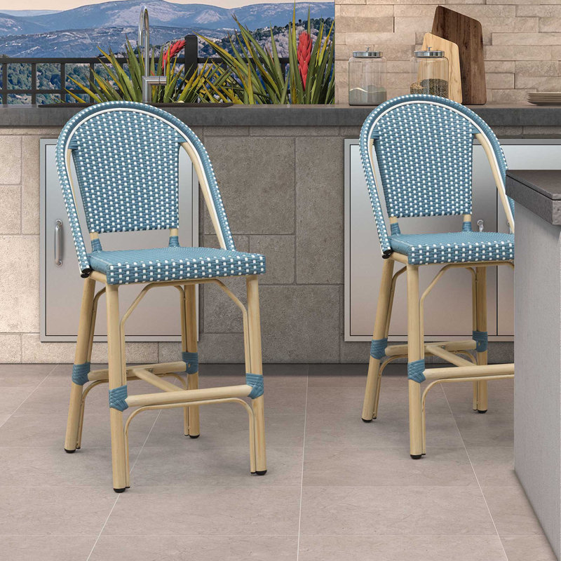 Ensemble de 2 tabourets de comptoir d'extérieur PURPLE LEAF, Light Blue, Champagne