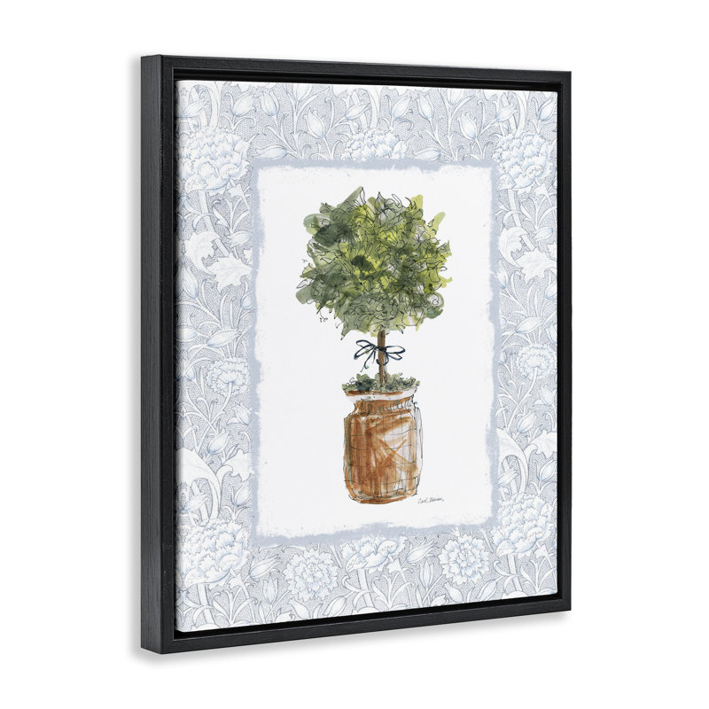 Topiaire en pot avec cadre flottant à ruban, design par Carol Robinson, H 31 po x l 25 po, Cadre flottant noir de jais