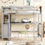 Lit mezzanine simple gris avec structure en bois massif, bureau et tablette pour tablettes-1078752898