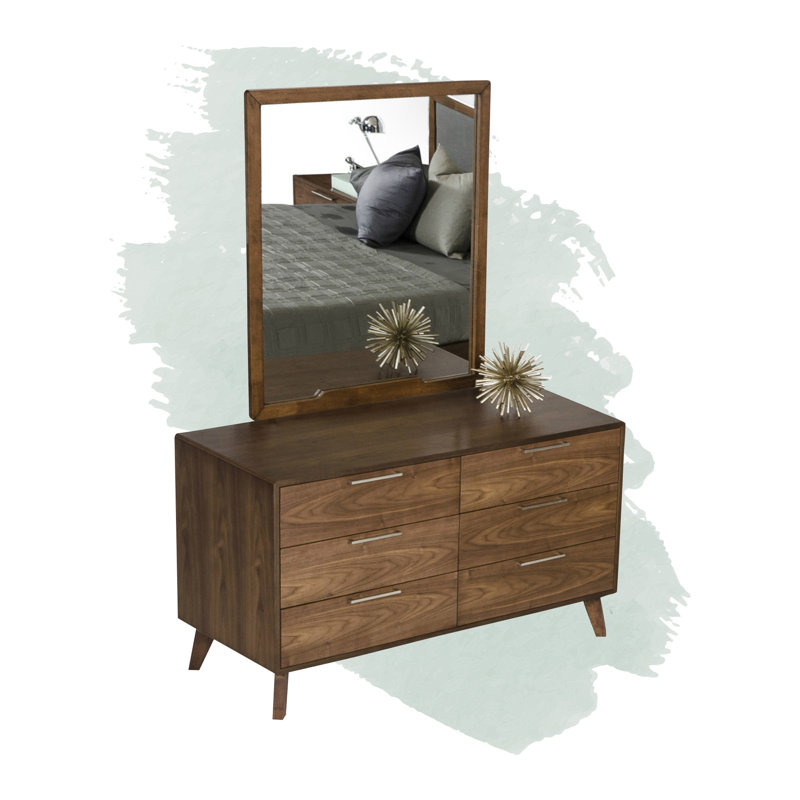 Commode double l 6 tiroirs avec miroir Glow
