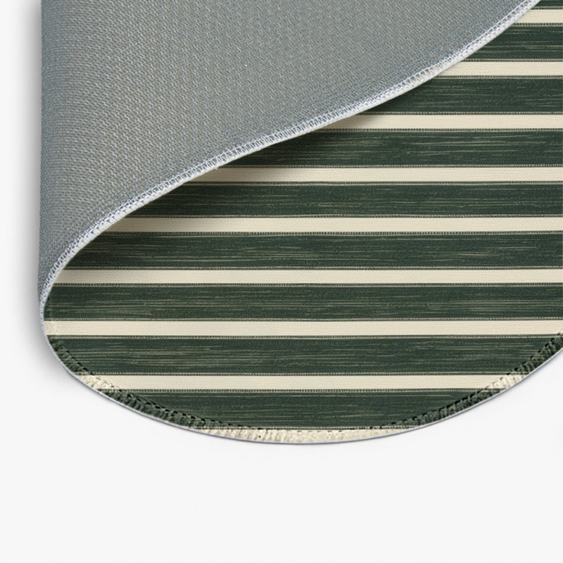 HorizontalStripes Green Indoor and Outdoor Area Rug, Round 5'
