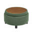 Repose-pieds rond avec rangement de 25 pouces avec plateau, table basse ronde en tissu capitonné avec rangement, repose-pieds rembourré avec plateau amovible pour le salon, la chambre à coucher-1032868989