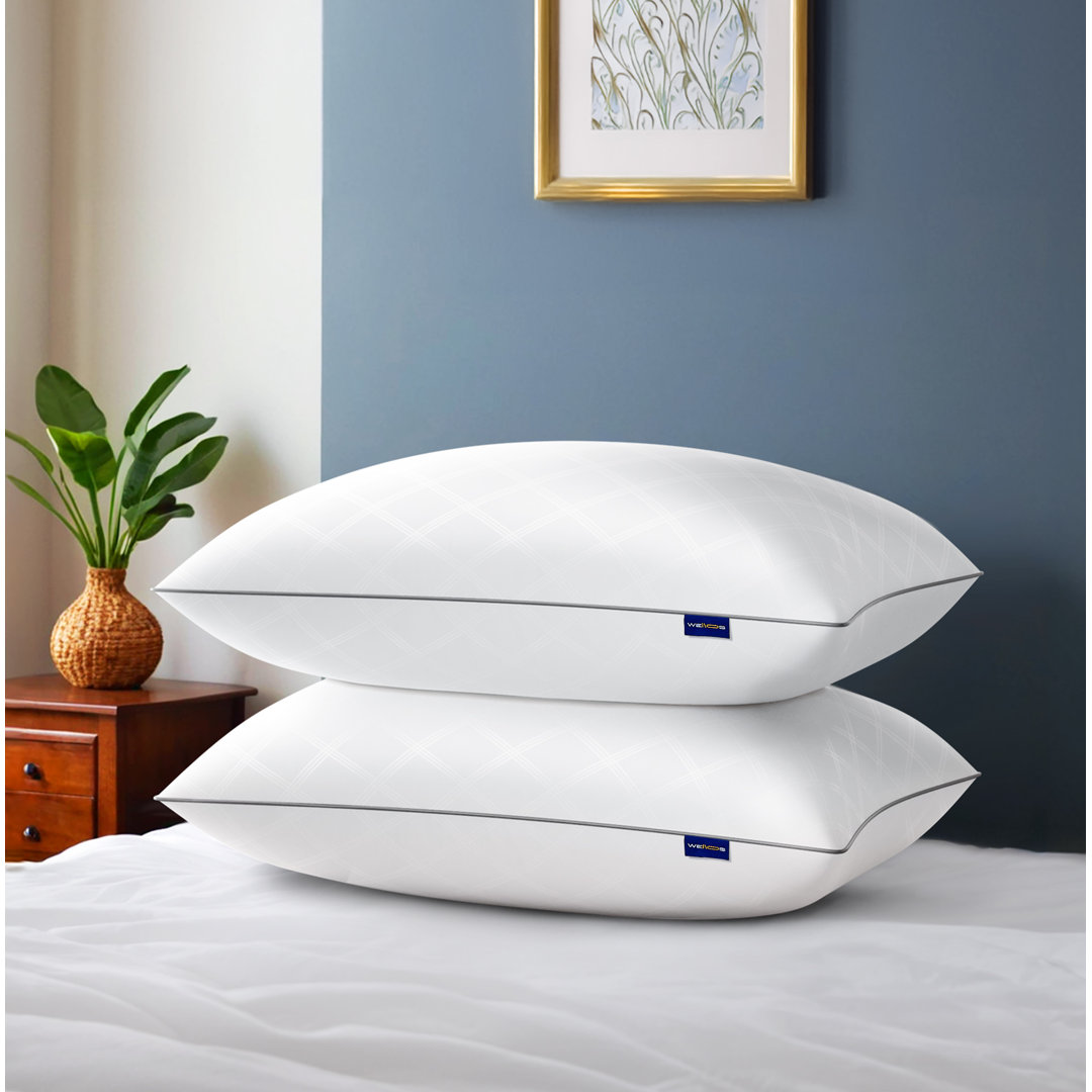 Byrine White Plush Bed Pillow Microfiber Cooling Pillow & Neck Sleep Pillow (Set of 2) Alwyn Home 