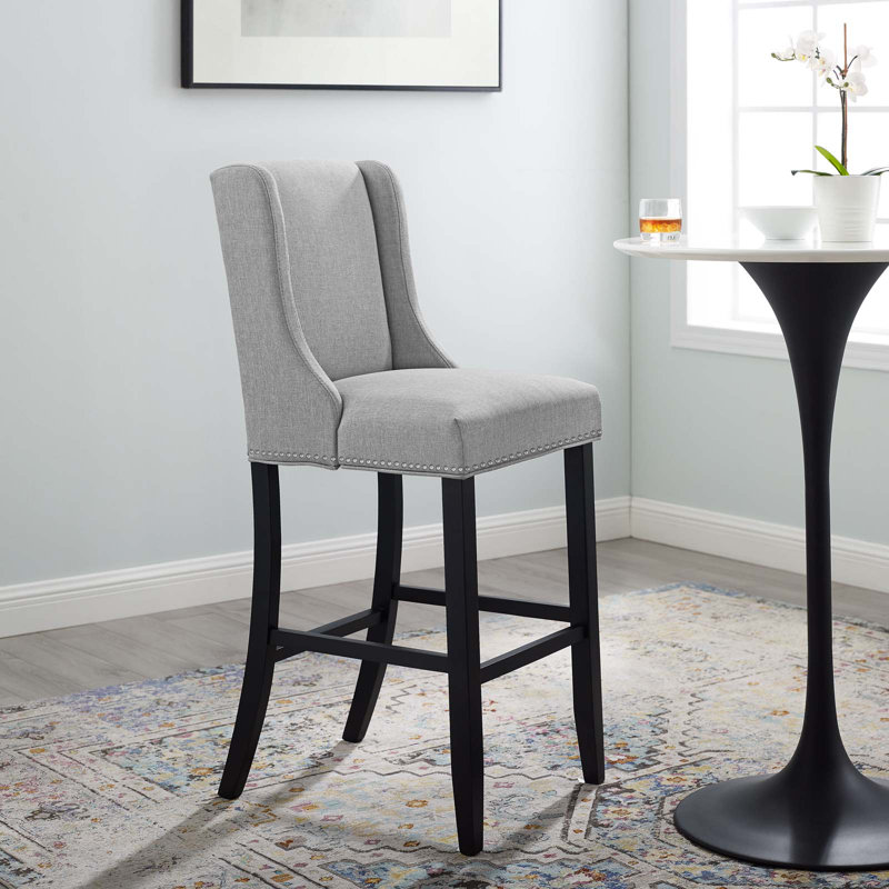 Tabouret de bar Modway Baron, Velours gris pâle, Tabouret de bar (siège d’une hauteur de 30,5 po), 1