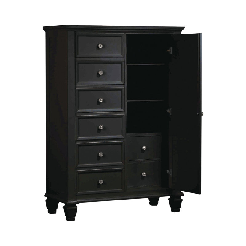 Fraser 8-drawer Door Chest Black, Black