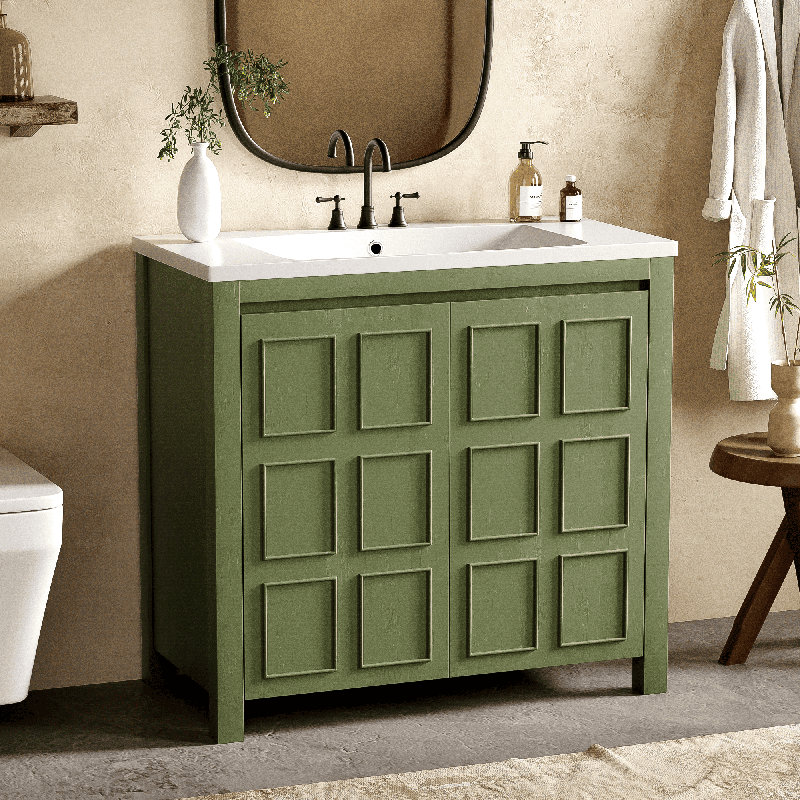 Meuble-lavabo de salle de bain 36 po avec lavabo simple 36 po, Vert