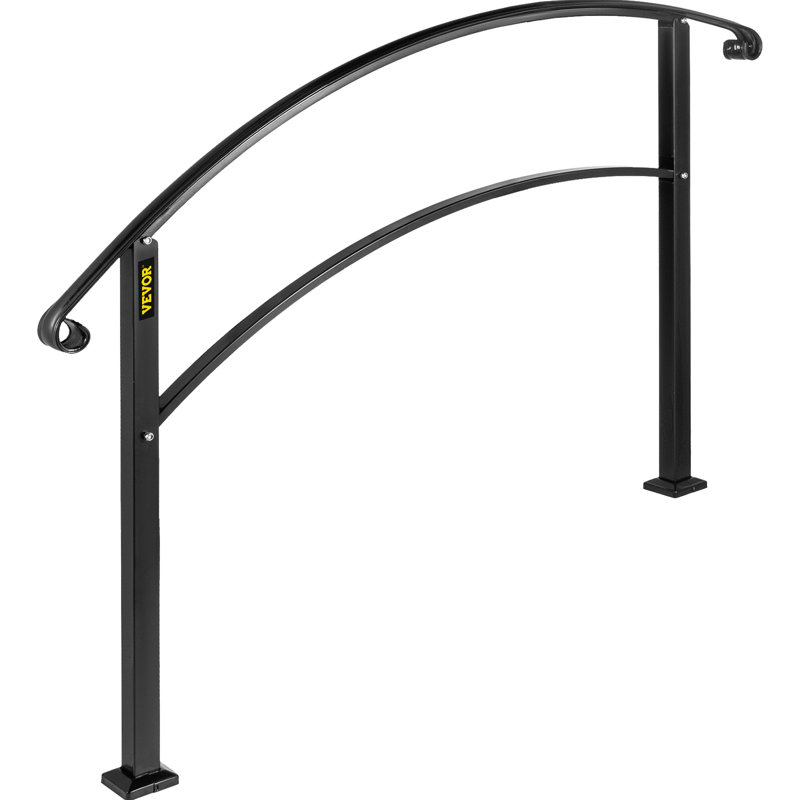 VEVOR Handrails for Outdoor Steps Adjustable Wrought Iron Handrails, Black, 38" H x 36" W x 3.9" D