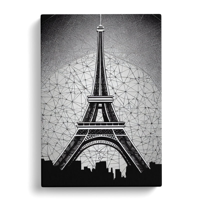 Monochrome Eiffel Tower No.2 - Wrapped Canvas, 76cm H x 50cm W x 3cm D