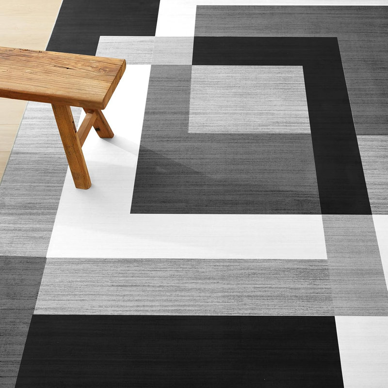 Aspire Homeware Grey Geometric Area Rug Modern Indoor Carpet, Runner 60 x 220 cm