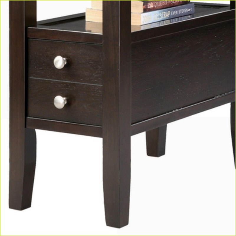 Table basse 24 po en bois composite espresso avec 2 tiroirs, style traditionnel, capacité de 250 lb