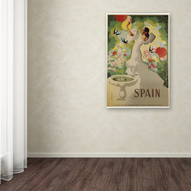 Vintage Spain Travel Poster on Canvas with Framed Portrait