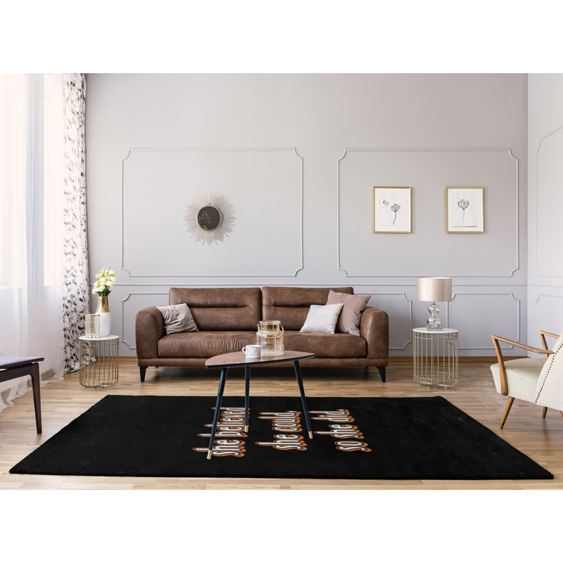 Tapis en chenille de polyester style citations, Rectangle 8 pi x 10 pi