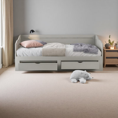 Wooden Daybed With Trundle Bed And Two Storage Drawers