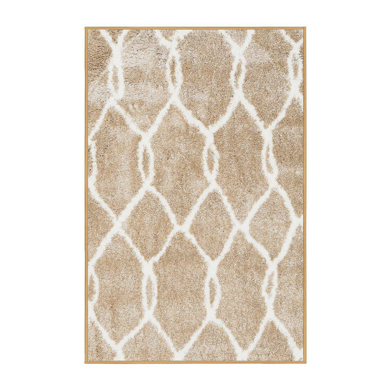 Tapis beige contemporain, Rectangle 2 pi x 4 pi