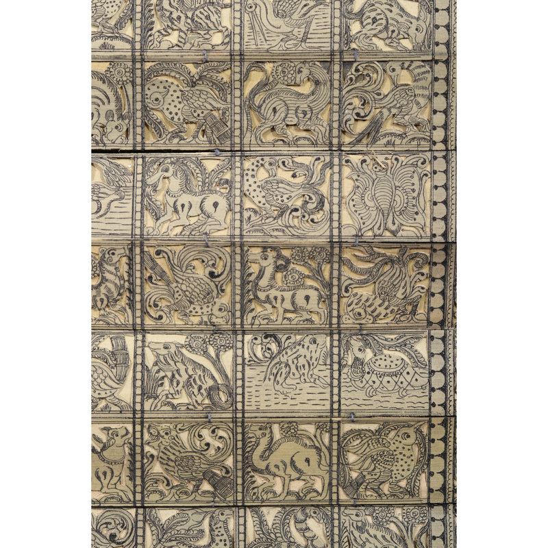 "La faune", sculpture sur bois de palmier par Purna Chandra, art mural H 19 po x l 14 po fabriqué à la main