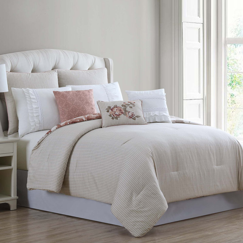 King White Microfiber Reversible Comforter Set with Decorative Pillows
