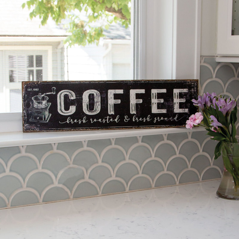 Coffee Black Distressed Metal Sign