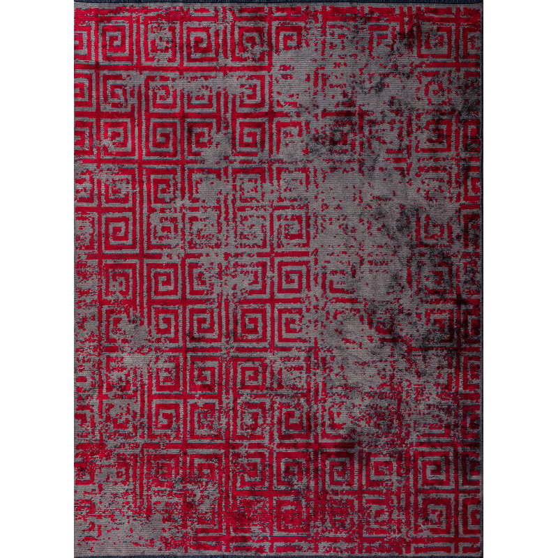 Rapture Red/Gray GeometricLuxury Area Rug, Rectangle 7'10" x 11'2"