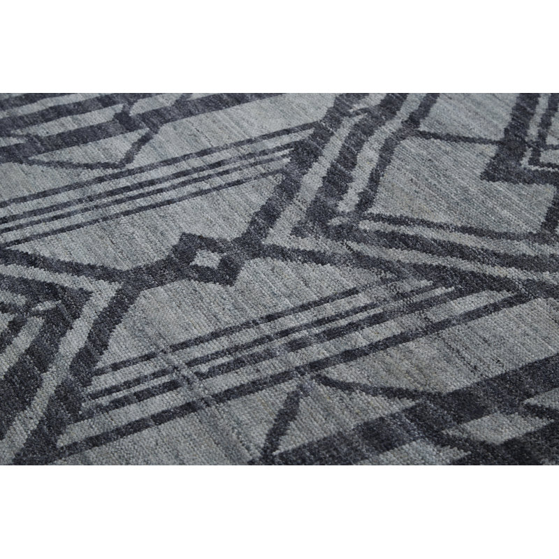 Vivien Hand Knotted Wool Geometric Area Rug, Rectangle 5' x 8'