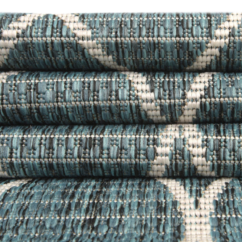 Tapis treillis intérieur / extérieur Teal Gitter, Rectangle 3 pi x 5 pi 3 po