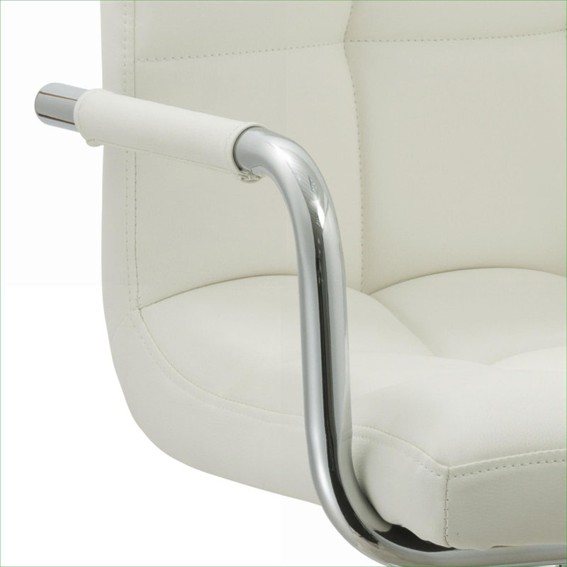 Tabouret de bar compact à siège simple et pivotant, similicuir blanc impeccable avec structure en métal