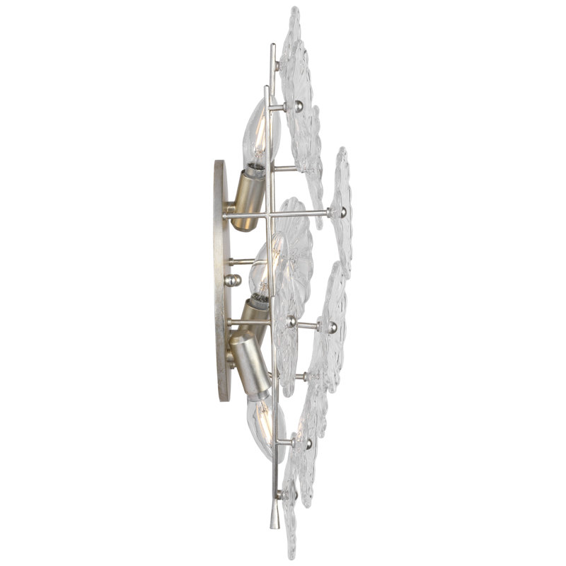 Julie Neill Gianna 21" Layered Sconce with Clear Glass, Clear, Burnished Silver Leaf