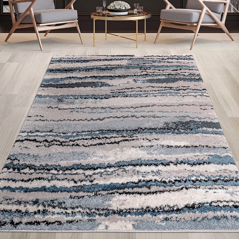 Tapis tissé à rayures abstraites Watercolor