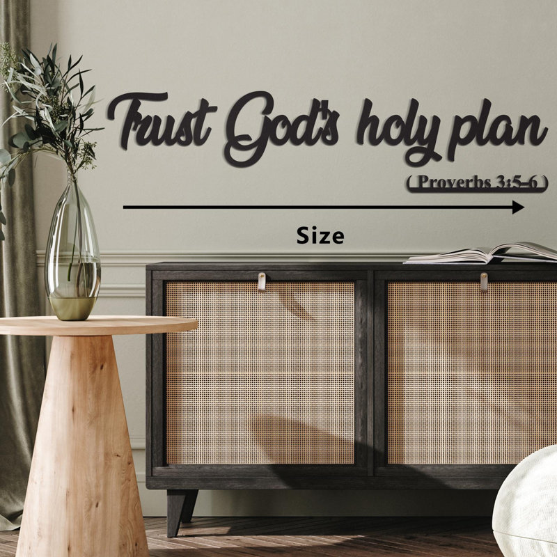 «Trust God God Plan», art mural en métal, Proverbes 3: 5-6, verset de la Bible, décoration de cuisine chrétienne, écriture murale, cadeau religieux