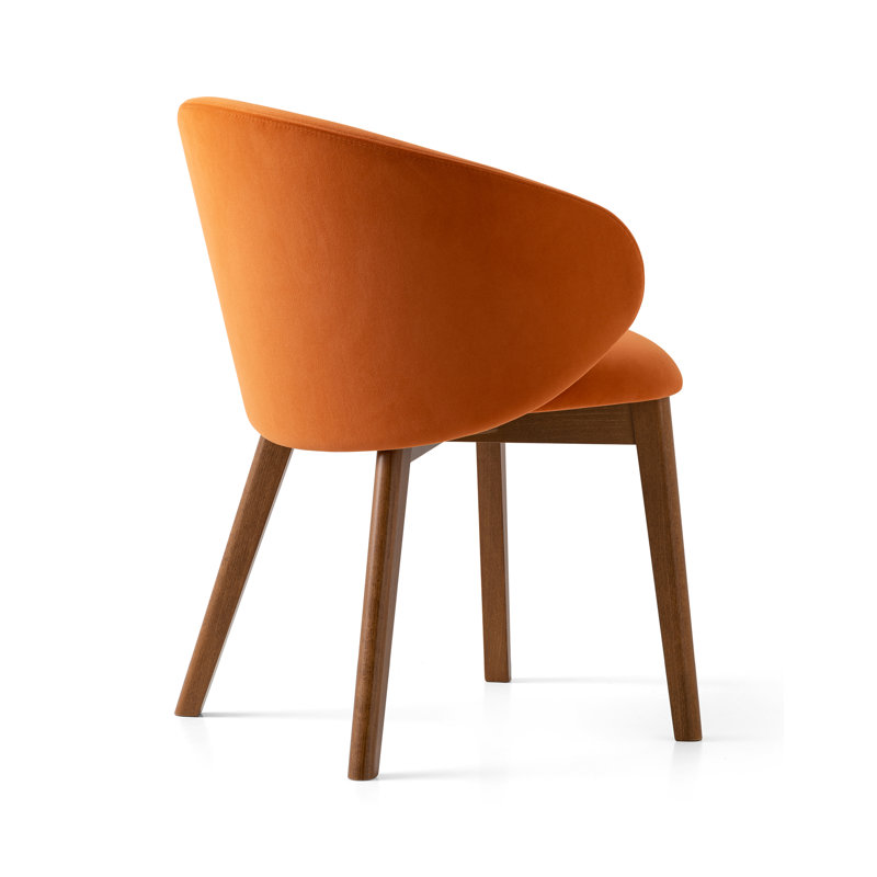 Tuka Upholstered Armchair with Wooden Frame, Taupe, Walnut