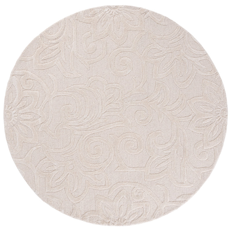 Glamour Hand Tufted Wool; Viscose; Cotton Floral Indoor Rug, Round 6'