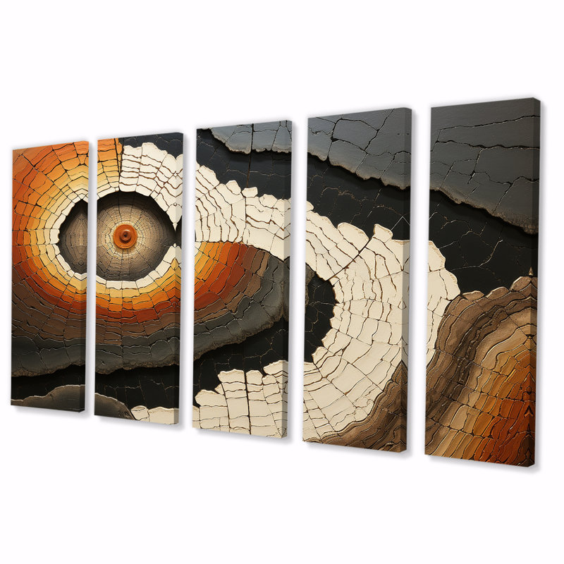 Ensemble de 5 décorations murales Beige Quartz Mystery Collage - Géode de pierre, H 28 po x l 60 po