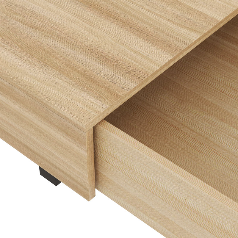 Table basse à plateau coulissant avec rangement caché, plateau de table en bois extensible, table basse moderne Mid-Century avec compartiment de rangement pour le salon