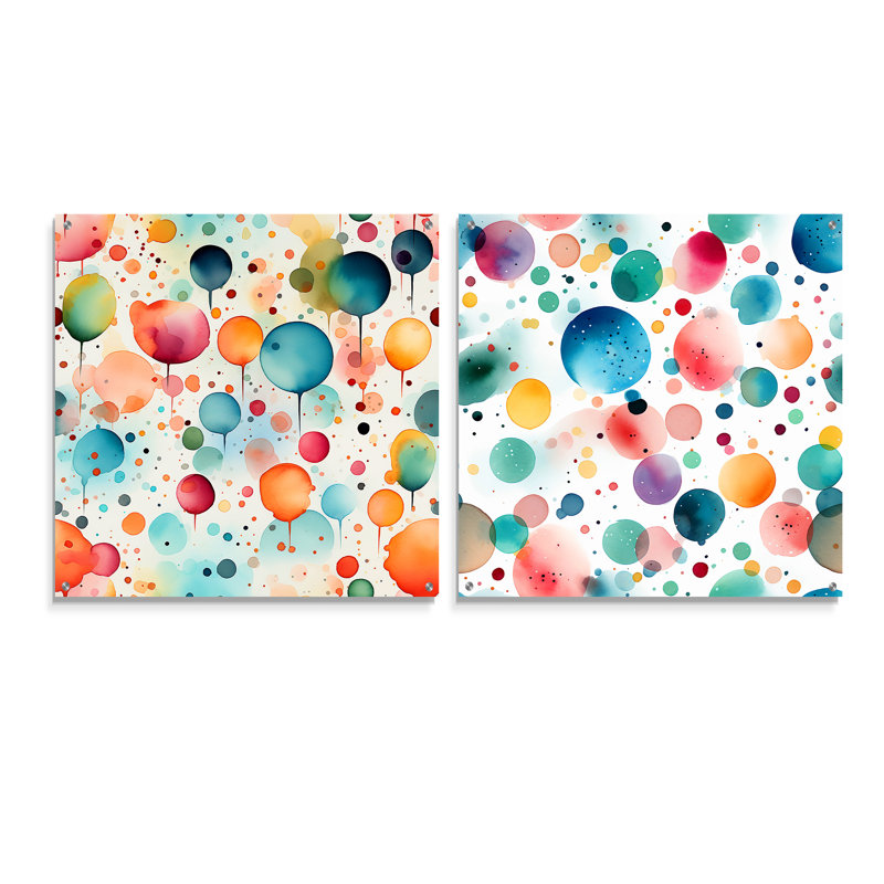 Citlaly - Ensemble de 2 verres muraux abstraits en acrylique, H 16 po x l 33 po