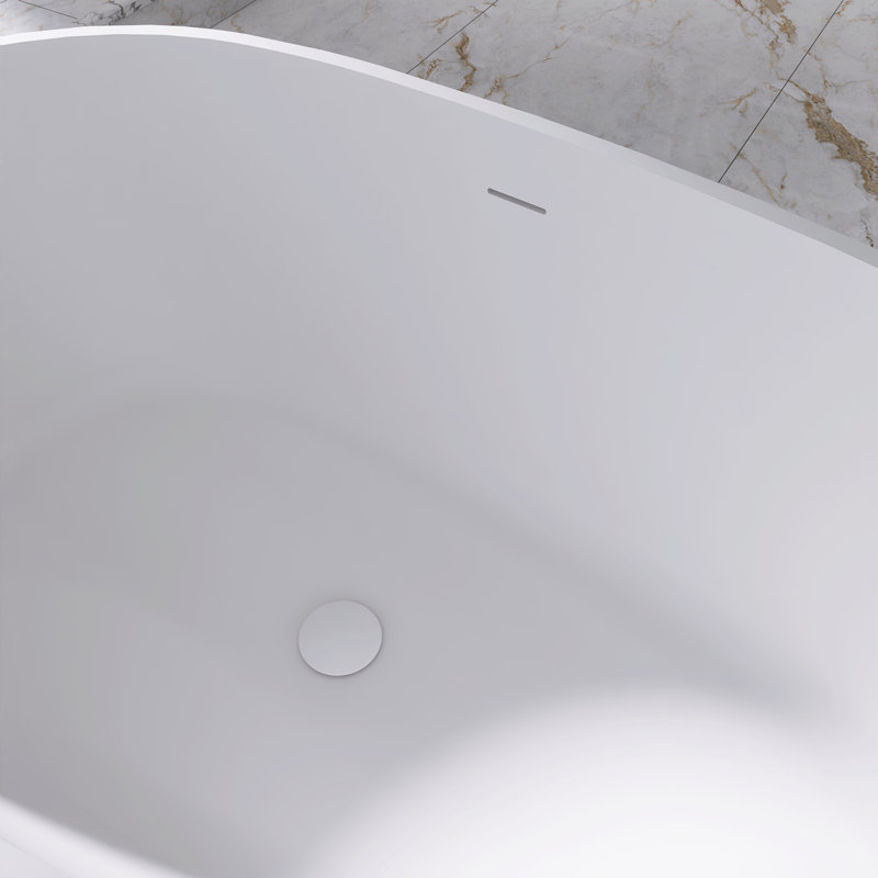 59 po X 31 po Baignoire de trempage autoportante à surface solide, Blanc