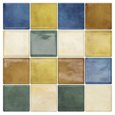 Peel And Stick Backsplash Tiles Kitchen Bathroom Square Self Adhesive Wall Tile Checkerboard Checkered Stickers,Multicolor (10-Sheet, 12"×12")