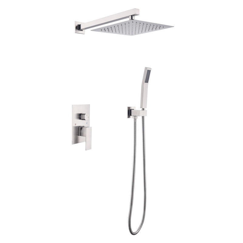Bathroom Luxury 10 Inch Shower Head Rain - Wall Mounted, Brushed Nickel, Self-Cleaning Nozzle, Converges To American Standard Pipe 10" Mixer Conforms With Interface