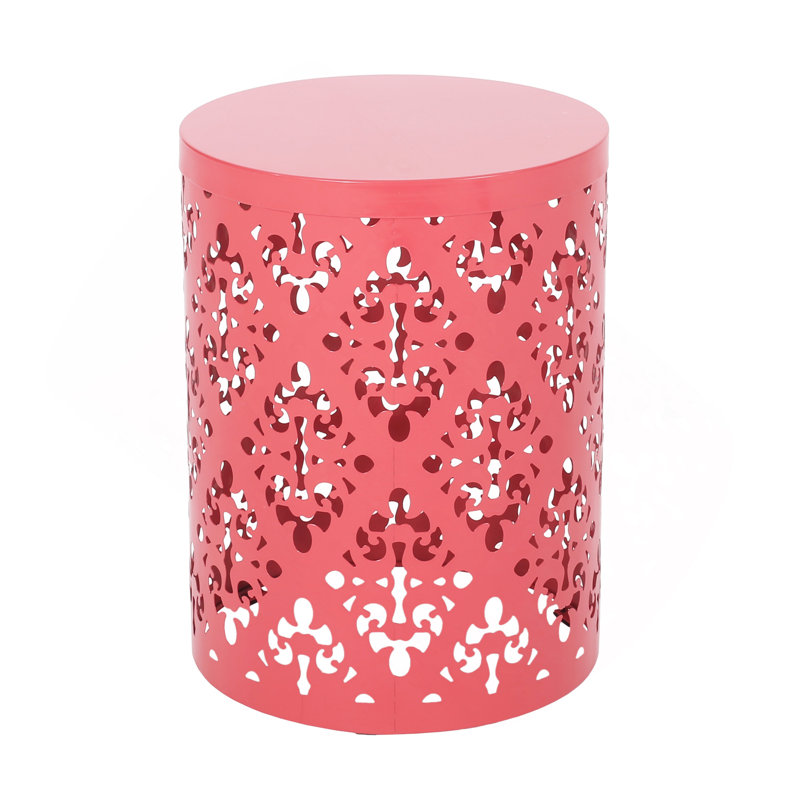 Outdoor Metal End Table -Large, Coral