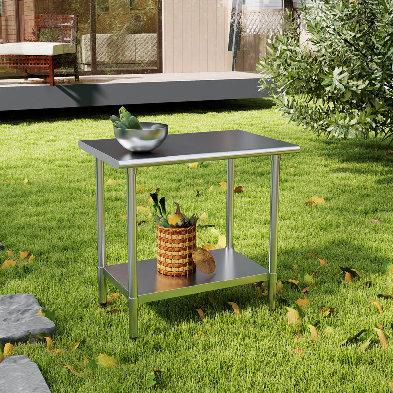 Table de préparation en acier inoxydable robuste L 36 po x l 24 po Kleensteel, table de travail commerciale avec tablette réglable